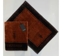TRUSSARDI HOME SET SPUGNE 2 PEZZI "BORDER CUOIO" PURO COTONE