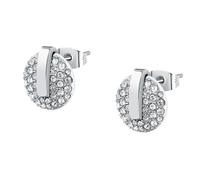 TRUSSARDI Orecchini Donna in Acciaio, Cristalli a Bottone, Collezione T-ROUND, Idee Regalo Donna