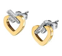 Trussardi Orecchini Bicolore Con Zirconi T-Logo Tjaxc49 - Orecchini