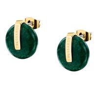 TRUSSARDI Orecchini Donna in Acciaio, Agata Naturale a Bottone, Collezione T-ROUND, Verde - TJAYF12
