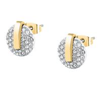 TRUSSARDI Orecchini Donna in Acciaio, Cristalli a Bottone, Collezione T-ROUND, Idee Regalo Donna