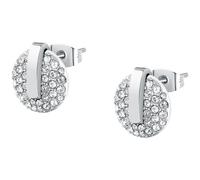TRUSSARDI Orecchini Donna in Acciaio, Cristalli a Bottone, Collezione T-ROUND, Idee Regalo Donna