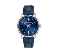 Trussardi Orologio Uomo, Tempo, Data, Analogico, 39 mm, Collezione T-INEDITO, Pelle Blu - R2451174004