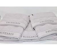 Trussardi Set 5 Pezzi Spugna Home Linen Art. Ribbon (1 Telo cm. 100x150, 2 Asciugamani cm. 40x60, 2 Asciugamani cm. 60x110) (Pearl Grey)