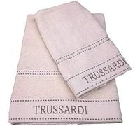 TRUSSARDI Set Asciugamani Bagno Viso e Bidet in Cotone, Asciugamani Resistente a Lavaggi, Include 1 Asciugamano Viso 55x100 cm e 1 Asciugamano Bidet Ospite 40x60 cm, Asciugamani 2 Pezzi