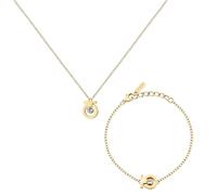 TRUSSARDI Special Pack Donna Collana e Bracciale in Acciaio, Cristalli, Collezione T-LOGO - TJAXC66