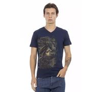 Trussardi - T-shirt Blu con scollo a V elegante - -Tops -Uomo -Blu -L
