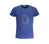 Trussardi - T-Shirt in Cotone Blu con Girocollo - - Tops - Uomo - Blu - S