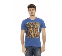 Trussardi - Tee Blu con Stampa Frontale Eleganza Casual - -Tops -Uomo -Blu -M