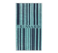 Trussardi Telo mare o piscina, realizzato in spugna di cotone 100% con effetto velour, mis. 95x180 cm, art. Logo line col. blue