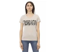 Trussardi, ,Tops ,Donna ,Beige ,L T-shirt con scollo a V