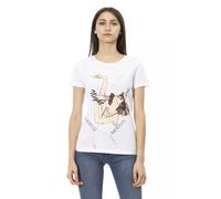 Trussardi Action Elegante T-shirt Bianca con Stampa Chic Frontale Donna, bianco, S