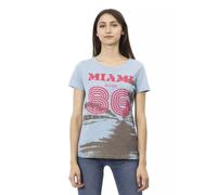 Trussardi, ,Tops ,Donna ,Blu ,S T-shirt Blu Artistica