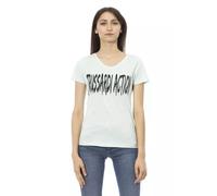 Trussardi, ,Tops ,Donna ,Blu ,XS Elegante T-shirt blu con scollo a V