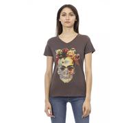 Trussardi, ,Tops ,Donna ,Marrone ,L T-shirt Action con scollo a V
