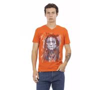 Trussardi, ,Tops ,Uomo ,Arancione ,S Elegante Tee con scollo a V e stampa frontale