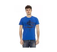 Trussardi, ,Tops ,Uomo ,Blu ,2XL Elegante T-shirt blu a maniche corte con stampa frontale