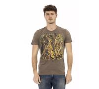 Trussardi, ,Tops ,Uomo ,Marrone ,2XL Elegante maglietta marrone con stampa frontale