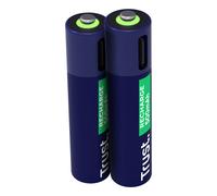 Trust Pile Ricaricabili AAA USB-C 2 Pezzi, Batterie AAA Porta USB-C Integrata, Nessun Caricabatteria Necessario, 500 mAh Pile Mini Stilo Ricaricabili tramite Porta USB, Confezione da 2