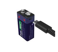 Trust Batteria 9V Ricaricabile USB-C, Pila 9V con Porta USB-C Integrata, Nessun Caricabatteria Necessario, Capacità di 4,44 Wh, Batteria 9 Volt per Rilevatore di Fumo Radio Portatili