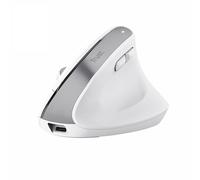 Trust Bayo+ Mouse Verticale Wireless Bluetooth + RF 2.4GHz, Bianco | Ergonomico, Ridurre la Tensione del Braccio e del Polso, Ricaricabile, Multidispositivo, PC Mac