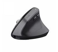 Trust Bayo+ Mouse Verticale Wireless Bluetooth + RF 2.4GHz, Nero | Ergonomico, Ridurre la Tensione del Braccio e del Polso, 53% Plastica Riciclata, Ricaricabile, Multidispositivo, PC Mac