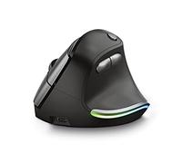 Trust Bayo Mouse Verticale Wireless Ricaricabile, Mouse Ergonomico Senza Filo, 800-2400 DPI, RF 2.4GHz, 6 Pulsanti, Ricevitore USB, Portata 10 m, Luce RGB, per PC, Computer, Laptop, Mac - Nero