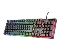 Trust Gaming Azor GXT 835 - Tastiera da gioco QWERTY UK con illuminazione a LED, modalità gioco, 12 tasti multimediali, anti-ghosting, tastiera a membrana cablata USB per PC, computer, laptop, laptop