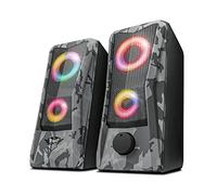 Trust Gaming GXT 606 Javv Casse PC da Gaming 2.0, 12 W, Casse RGB, Alimentazione USB, Jack AUX 3.5 mm, Set di Altoparlanti da Gioco per Computer, Portatile - Grigio Mimetico