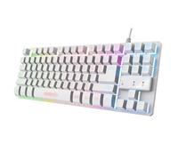 Trust Gaming GXT 833W Thado Gaming Keyboard TKL QWERTY Spagnolo, Tenkeyless (20% più piccola), 69% plastica riciclata, membrana, anti-ghosting, tastiera RGB gaming, USB, PC/computer, bianca