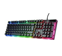 Trust Gaming GXT 835 Azor Gaming Tastiera con Illuminazione Layout US Layout Tastiera Dimensioni Originali, 3 Modalità di Colore LED Anti-Ghosting, 12 Tasti Multimedia PC/Laptop Nero