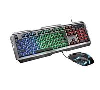 Trust Gaming GXT 845 Tural Kit Tastiera e Mouse USB, QWERTY Italiano, Illuminazione LED, Anti-Ghosting, 12 Tasti Multimediali, 6 Pulsanti, per PC, Computer, Laptop, Giochi
