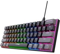 Trust Gaming GXT 867 Acira 60% Tastiera Meccanica AZERTY Francese, Tasti a Doppia Funzione, Illuminazione RGB, USB Compatto Mini Tastiera Gamer 60 Percentuale Programmabile PC Portatile - Nero/Grigio