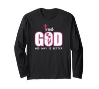 Trust God Plan His Way is Better Christian Faith Jesus Cross Maglia a Manica