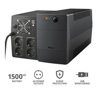 Trust Paxxon 1500VA Gruppo di Continuità, 4 Prese di Corrente a Parete con Batteria e Protezione da Sovratensione