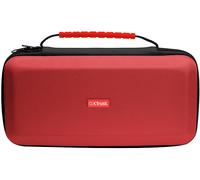 GXTrust 1252RB Custodia XL Nintendo Switch 2, Cover Protettiva Anti-Graffio con Design Antiurto, Manico, Porta Nintendo Switch con Tasche per Accessori, 4 Joycon e 12 Giochi, Rosso/Blu
