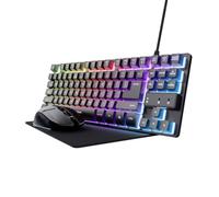 Trust GXT794 - Tastiera da gioco Bluetooth®, set di mouse illuminato tedesco, QWERTZ nero