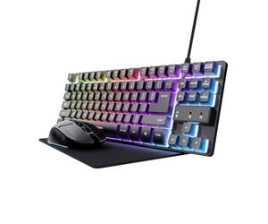 Trust GXT794 - Tastiera da gioco Bluetooth®, set di mouse illuminato tedesco, QWERTZ nero