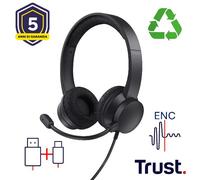 Trust HS-260 Auricolare Cablato Passanuca Ufficio USB tipo A Nero