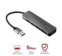 Trust Halyx Aluminium 4-Port USB 3.2 Hub USB-A 3.1 Gen 1 4x USB-A 3.2 Gen 1 Grigio