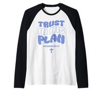 Trust in His Plan Geremia Bibbia Verse Retro Groovy Word Art Maglia con Maniche Raglan