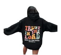 Trust In The Lord Felpe con cappuccio gotiche per le donne autunno con cappuccio lettera pullover felpe Y2K donna grafica cristiana casual maglioni Gesù leggeri con cappuccio 2026 sottile Fashion
