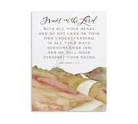 Trust In The Lord Poster Vintage Scripture Art Proverbs 3 5 6 Print For Christian Living Room Bedroom Study Decor(Unframed,12x18inch(30x45cm))