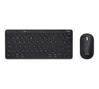 Trust Lyra Pack tastiera e mouse wireless Bluetooth AZERTY belga, 84% plastica riciclata, mini tastiera ricaricabile per PC, laptop, Mac, tablet, iPad, Android, iOS - nero