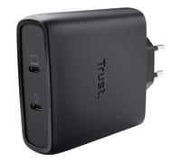 Trust alimentatore/caricabatteria 100w 2 porte usb-c gan - plastica riciclata 50 - maxo - nero