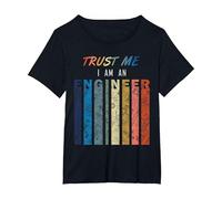 Trust Me I Am An Engineer per Gli Ingegneri Maglietta, Donna Plus-Size, Nero, 5X