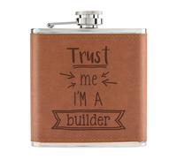 Trust Me I'M A Builder 170ml pelle Sintetica Hip Flask Marroncino - Funny Best