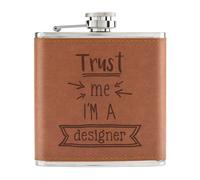 Trust Me I'M A Design 170ml pelle Sintetica Hip Flask Marroncino - Funny Best
