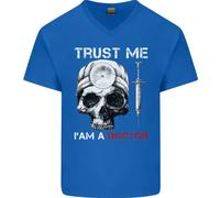" Trust Me " Im A Doctor Teschio Gotico Scheletro Uomo Scollo A V Cotone T-Shirt