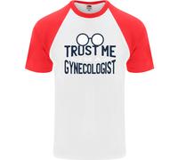" Trust Me " Im A Ginecologo Divertente Grezzo DA UOMO S/S Baseball T-Shirt